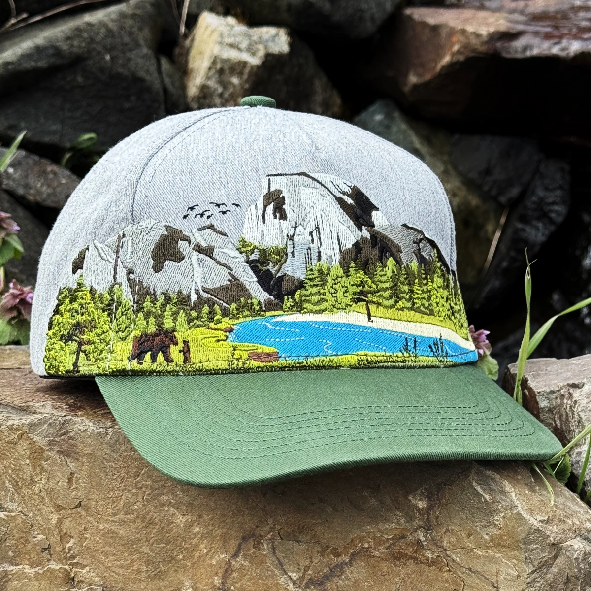 Lifestyle photo of embroidered Yosemite National Park Hat